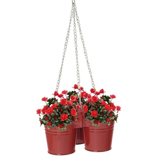 Next2Nature Enameled Galvanized Hanging 3 Planter Unit for 5.5 in. Plants; Red NE319043